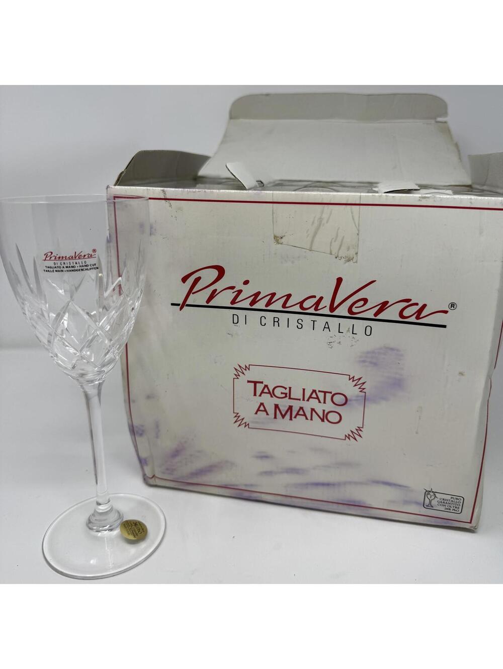 PrimaVera Di Cristallo 24% PBO Lead Crystal Water Goblet - Set Of 6 - New!!!